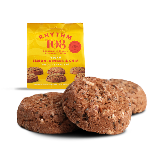 Rhythm 108 Organic Lemon Ginger Chia crunchy Cookies glutenfree 135gr