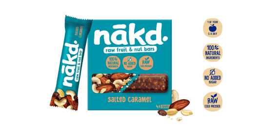 Nakd Organic Raw Fruit and Nut bar Salted Caramel 3x (glutenfree) 140gr