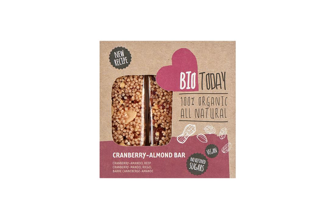 BioToday Organic Cranberry Almond bars 3-pack (glutenfree)