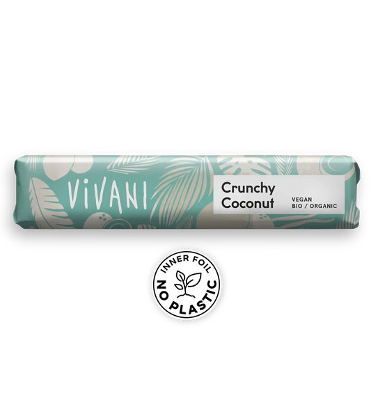 Vivani Organic Chocolate bar Crunchy Coconut 35gr glutenfree