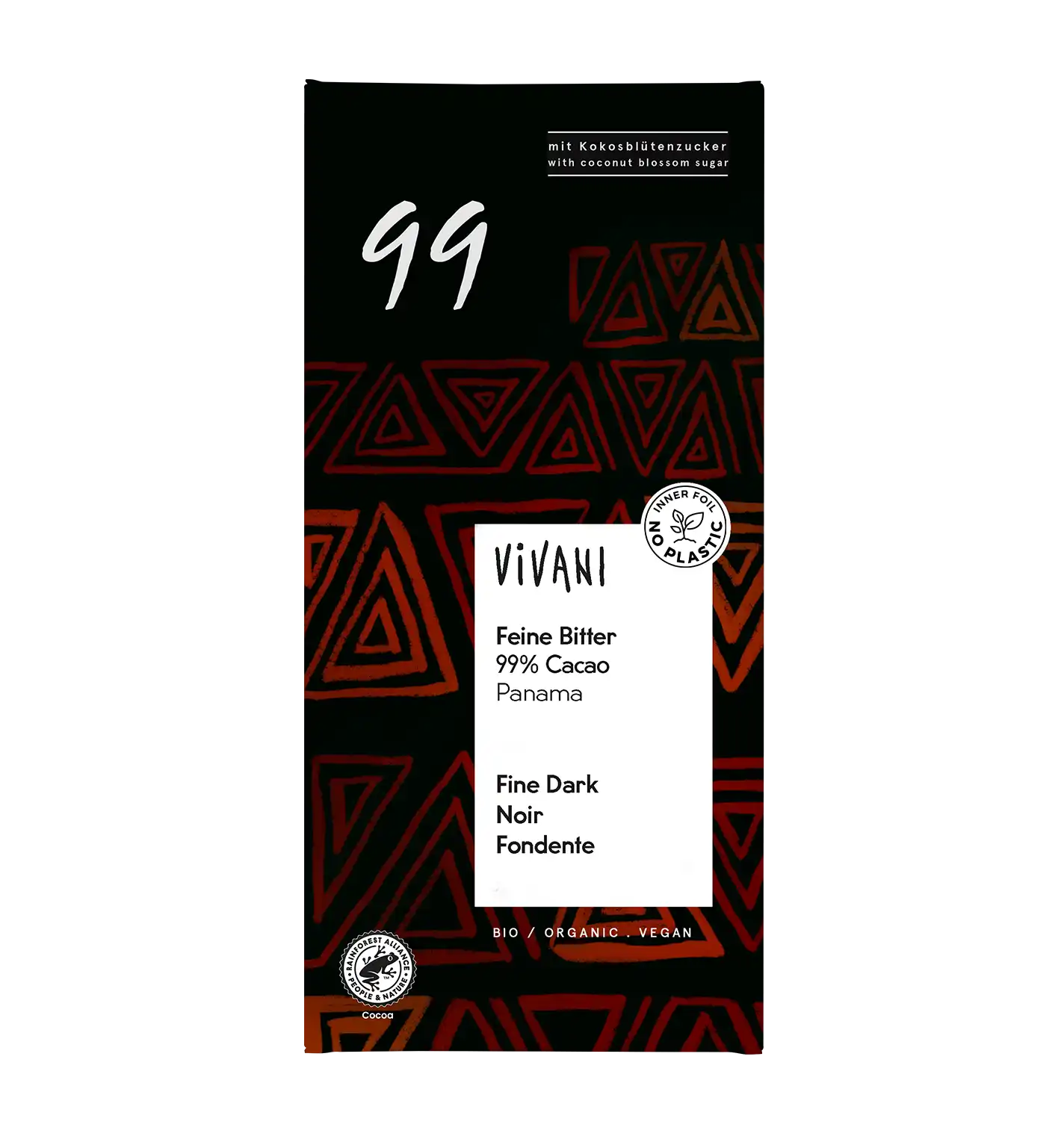 Vivani Organic Chocolate tablet Dark 99% 80gr glutenfree