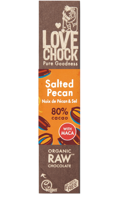 Lovechock Organic Raw Chocolate bar Salted Pecan 40gr glutenfree