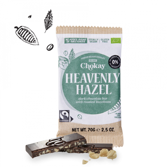 Chokay Organic Chocolate bar Heavenly Hazel 70gr glutenfree