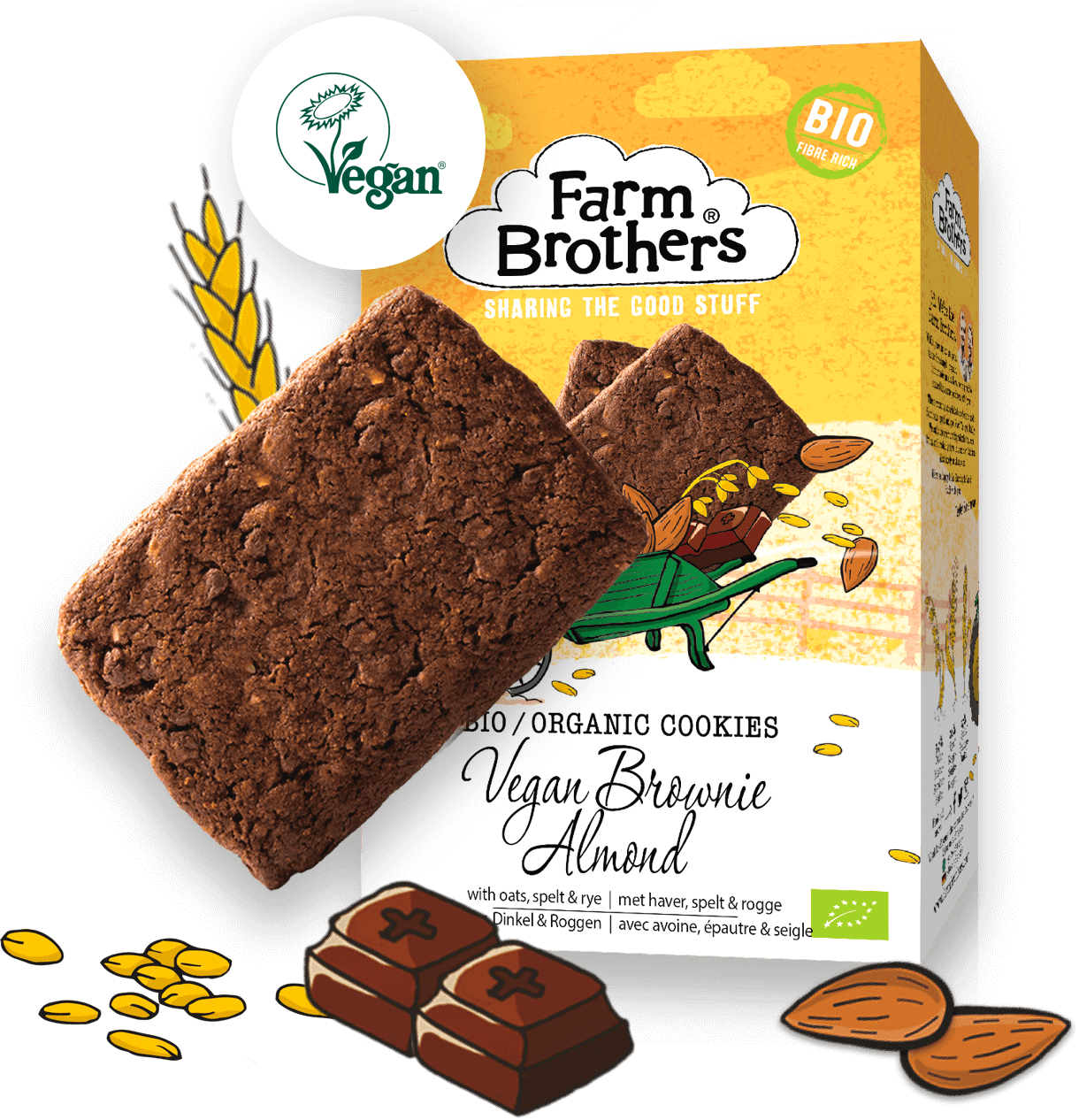 Farm Brothers Organic Brownie Almond Dark Choco Cookies 150gr