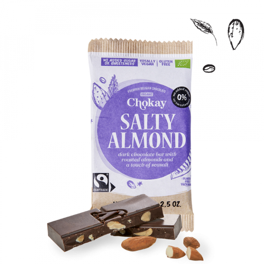 Chokay Organic Chocolate bar Salty Almond 70gr glutenfree