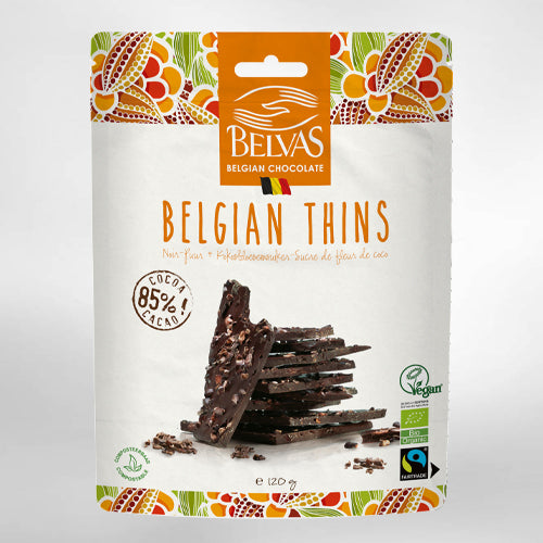 Belvas Organic Chocolate Thins Dark 100gr glutenfree