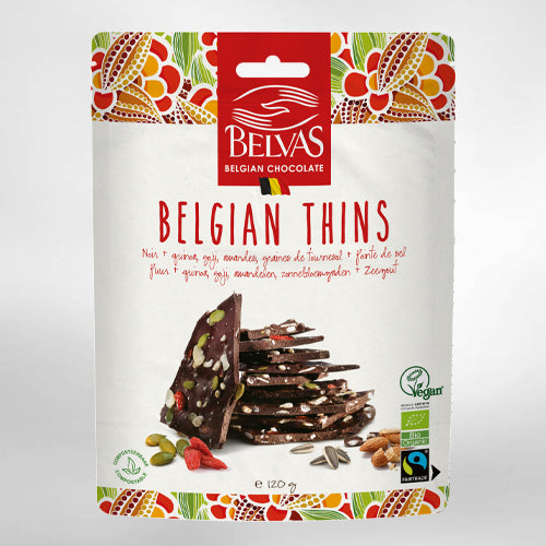 Belvas Organic Chocolate Thins Mix 100gr glutenfree