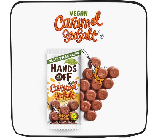 Hands Off Chocolate tablet Caramel Seasalt Hazelnut Praline 100gr